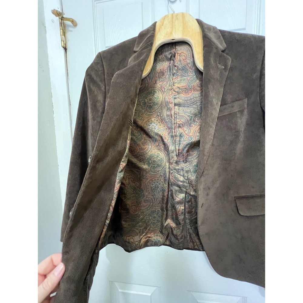 Lauren Ralph Lauren Mens Brown Corduroy Blazer Paisley Lining Sport Coat 40R - Picture 6 of 16